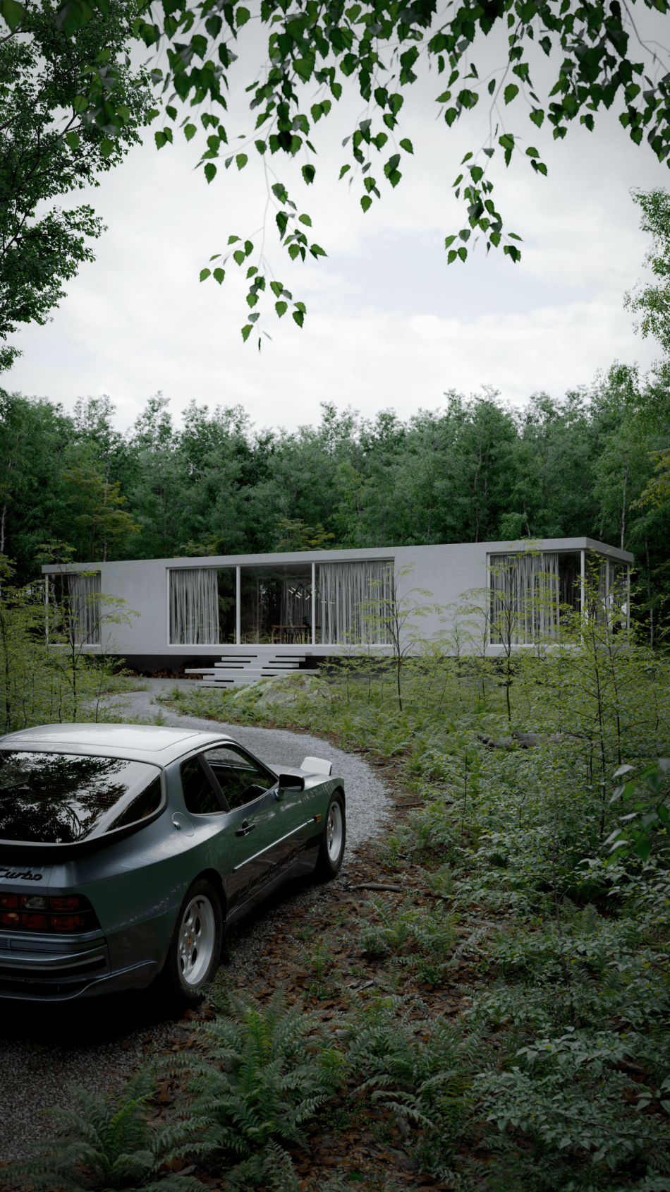 Silence Between Trees – architectural 3D visualization project featured on CGAward